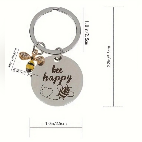 Bee Happy Keychain For Bee Lovers - Picture 2 of 4